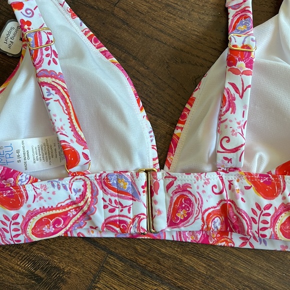 Time and Tru Women's Classic Plunge Swim Bikini Top Size S (4-6) Paisley print - Picture 10 of 10